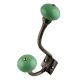 Pea Green Ceramic Antique Iron Hooks